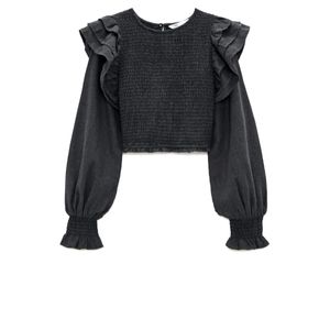 NWT ZARA  Ruffle Cable Knit Floral Sweater top